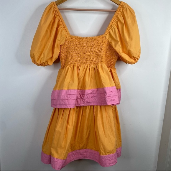 English Factory Dress M Clementine Punch Mini Puff Sleeve Smocked Tiered Preppy - Picture 7 of 13